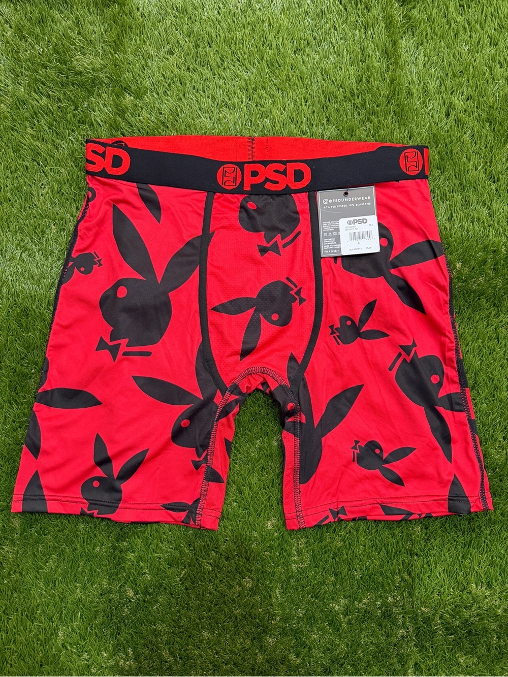 PSD Red Boxer Briefs with Black Bunny Print